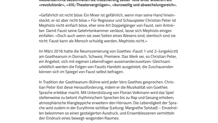 «Ein Mixer ist gefährlich, aber nicht böse». Goetheanum-Bühne zeigt Goethes ‹Faust 1› ungekürzt in München