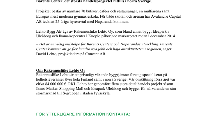 Concent tecknar entreprenadavtal om en miljard kronor