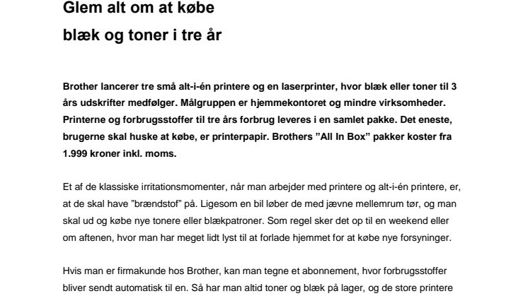 Glem alt om at købe blæk og toner i tre år