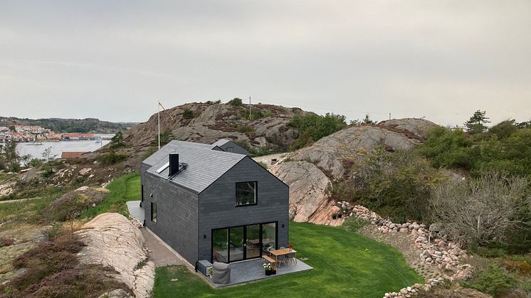 Takskifferfasad på villa, leverantör Nordskiffer