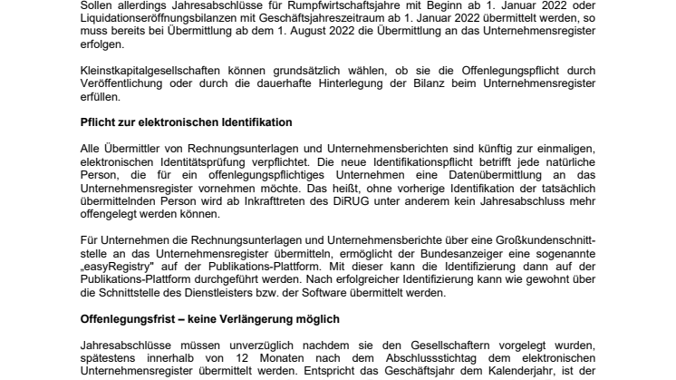 Merkblatt Elektronische Offenlegung von Jahresabschlüssen
