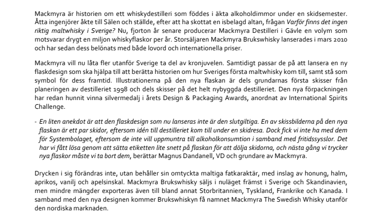 Mackmyra Brukswhisky satsar med ny design