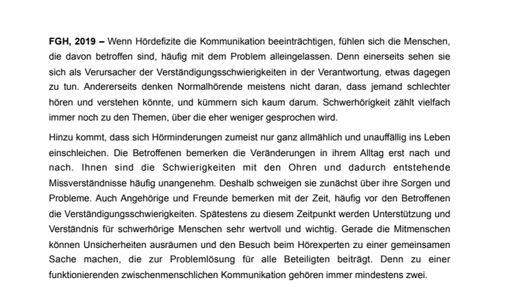 Woche des Hörens 2019: Gutes Hören geht alle an – gemeinsam zum Hörakustiker