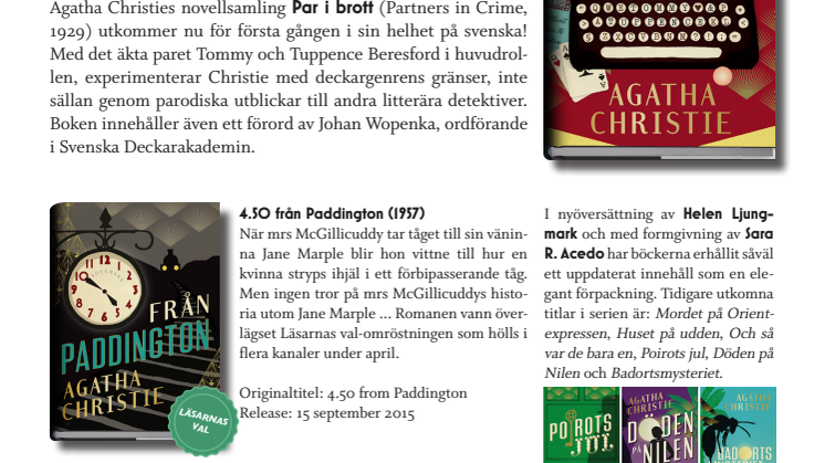 Titelpresentation: Fem små grisar, Par i brott & 4.50 från Paddington