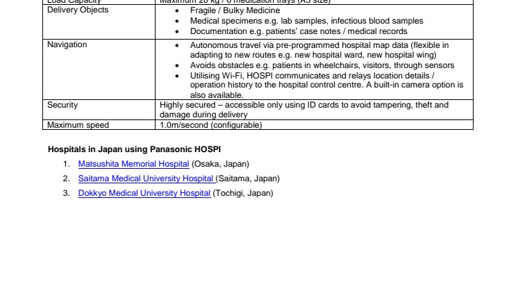 Panasonic HOSPI Aid Patient Care Annex A