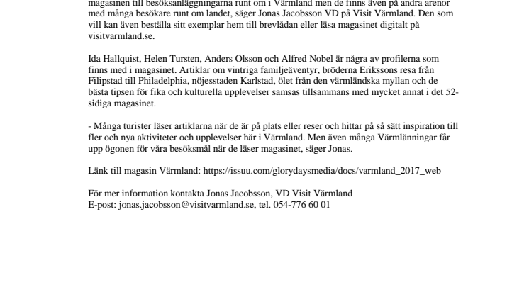 Nu är Visit Värmlands magasin här