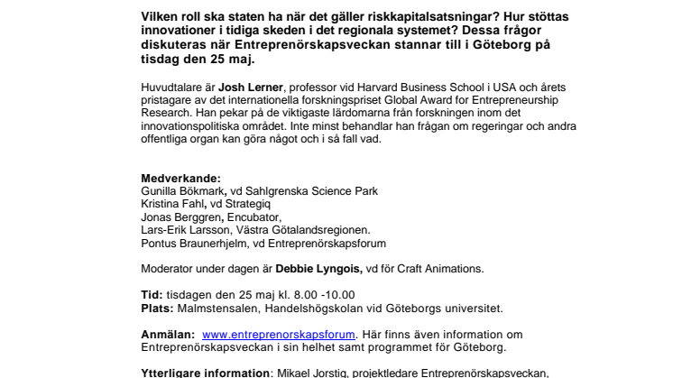 Entreprenörskapsveckan till Göteborg