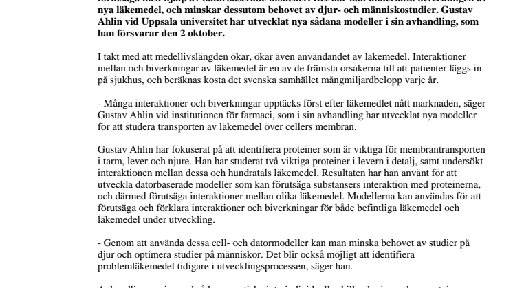 Datormodeller förutsäger om läkemedlen passar ihop 