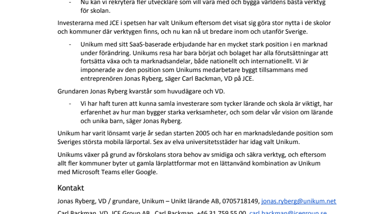 Unikum tar in kapital för fortsatt expansion
