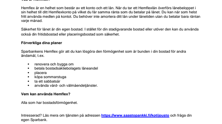 Sparbankens Hemflex – förverkliga dina planer tryggt
