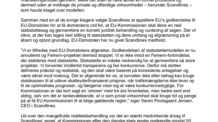 EU-Domstolen lukker for finansieringen af Femern-tunnelen