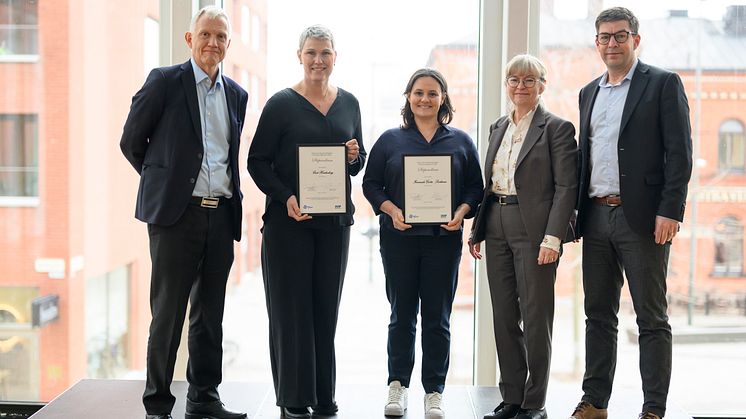 I bild, från vänster: SOFs Per Karlsson, Camilla Thellenberg (för Carl Herdenberg), Fernanda Costa Svedman, Signe Friesland SOF och Daniel Nyqvist, Pfizer.