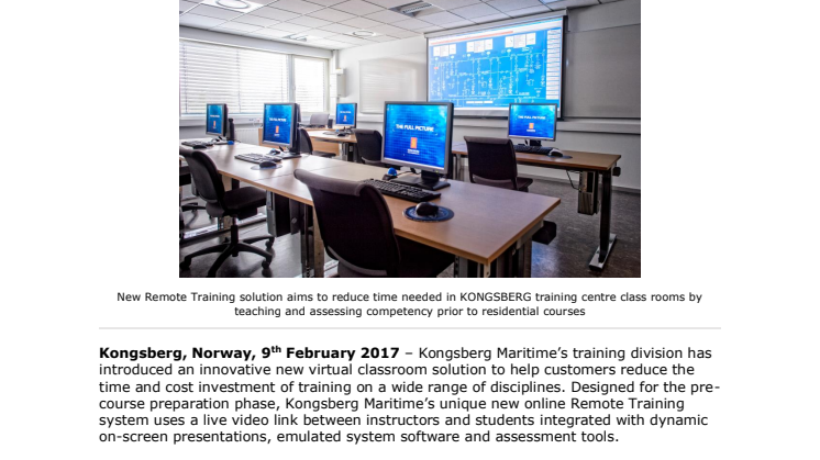 Kongsberg Maritime: KONGSBERG’s New Virtual Classrooms Save Time and Money for Training Customers  