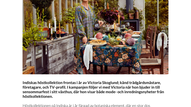 Indiska presenterar höstkollektionen tillsammans med Victoria Skoglund