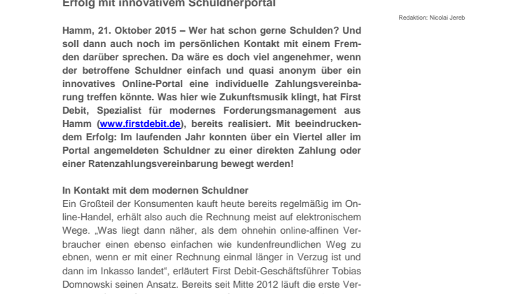 Modernes Forderungsmanagement: Überzeugender Erfolg mit innovativem Schuldnerportal