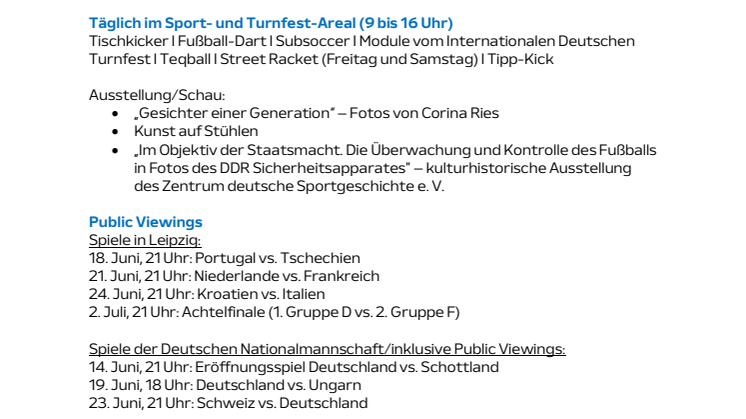 Stadion der Träume - Programmvorschau