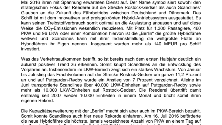 2016: Das Jahr der neuen Hybridfähre und der gebrochenen Rekorde