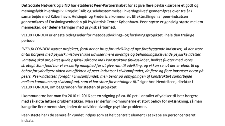 VELUX FONDEN støtter ny landsdækkende forskningsindsats for psykisk sårbare