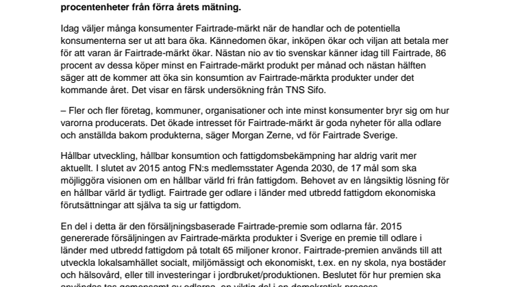 Fairtrade-märkt ökar med 19 procent 