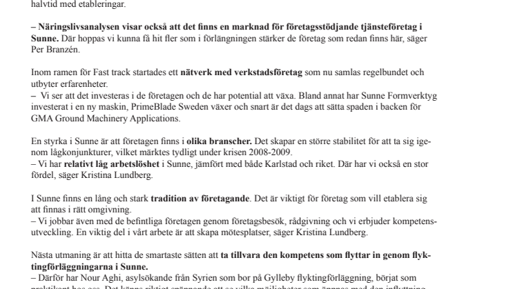 Bra utveckling för bygg och verkstad i Sunne