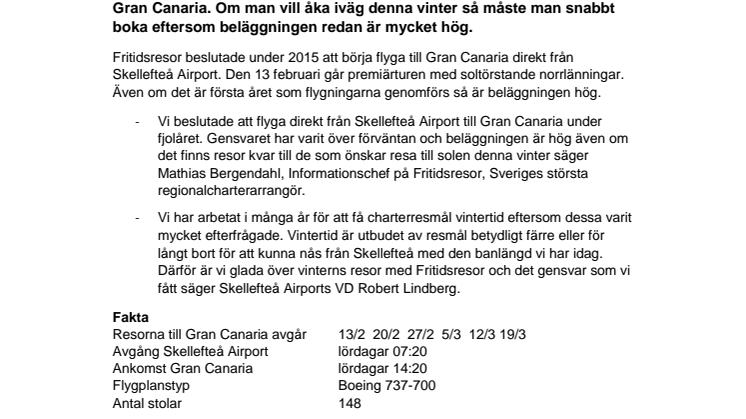 Hög beläggning på vinterns charterresor