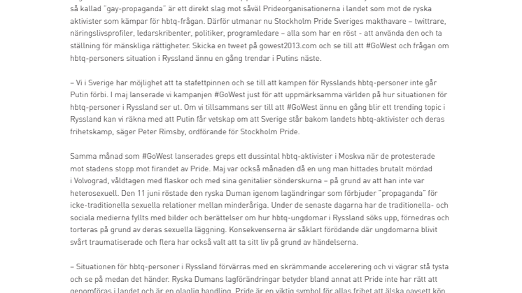 STOCKHOLM PRIDE UTMANAR SVERIGES MAKTELIT ATT TA KAMPEN MOT PUTIN