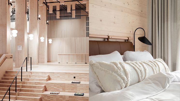 Sara Kulturhus och The Wood Hotel by Elite som båda ryms i byggnaden som mottagit Global Vision Awards hederspris.