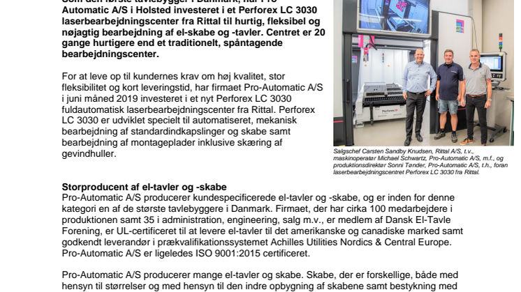 Laserbearbejdningscenter fra Rittal sætter nye standarder for bearbejdning af el-tavler og -skabe