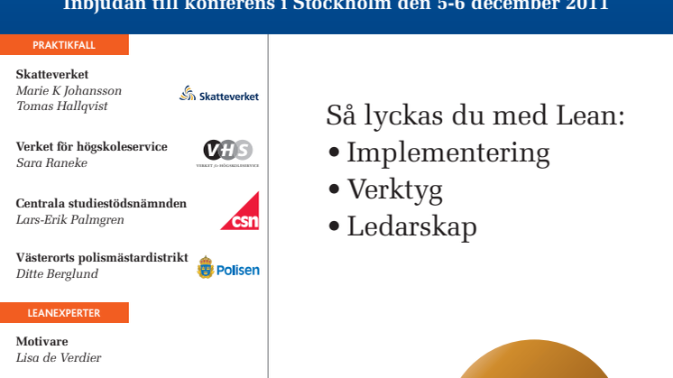 Lean i statliga verk och myndigheter, Stockholm 5-6 december