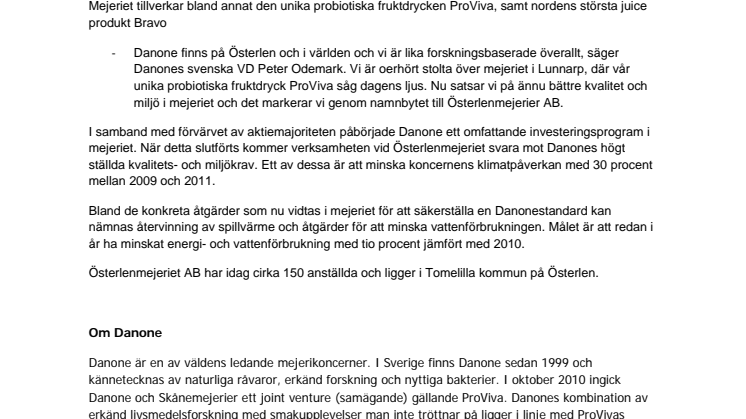 Premiär för Österlenmejeriet AB