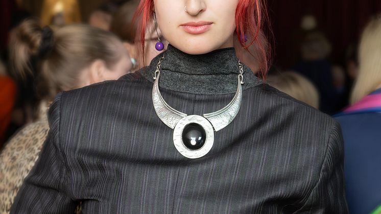 Northumbria student Pippy Harper helped to showcase some of the affordable, pre-loved clothing on offer. Photo by Phil Punton