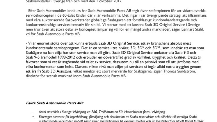 Parts AB lanserar nytt servicekoncept för Saab-bilar