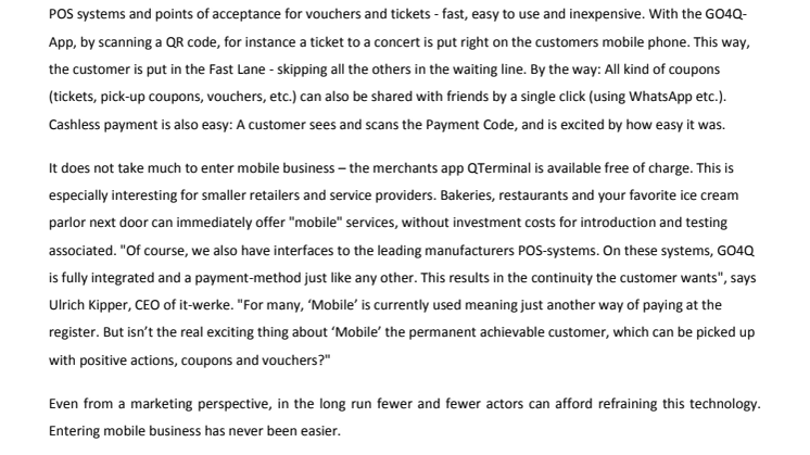 Ready for the future - GO4Q brings mobile payment to everybody