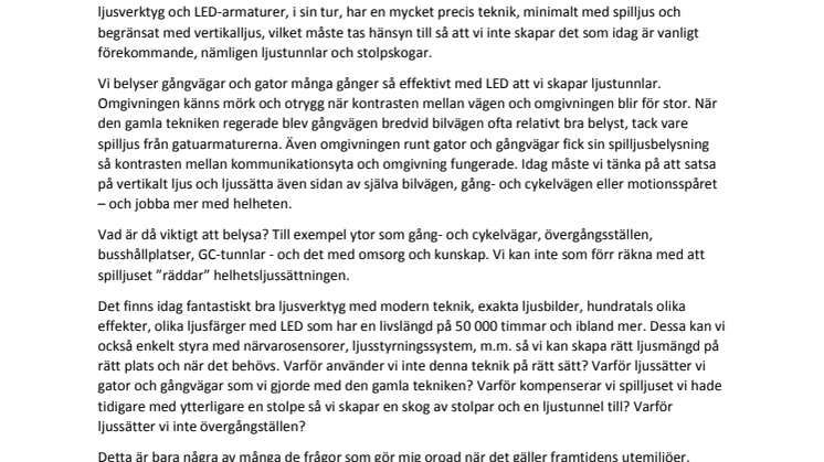 LED-tekniken ställer nya krav på ljusplanering 