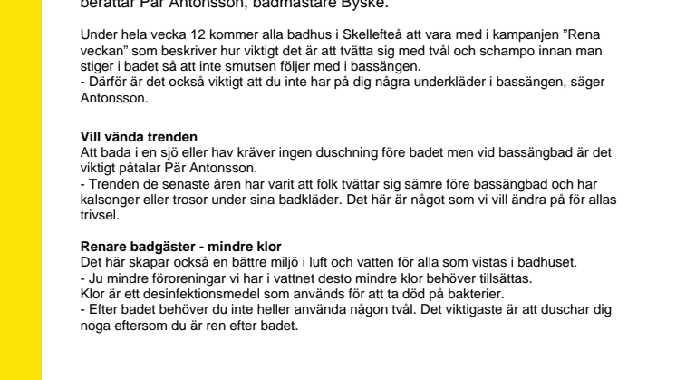 Renare badgäster i Skellefteå kommun – mindre klor