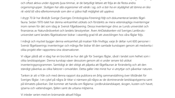 Hur går det för Sveriges fåglar?