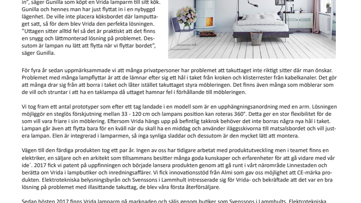 Nypatenterade Vrida lamparm flyttar taklampan utan nya hål i taket! 
