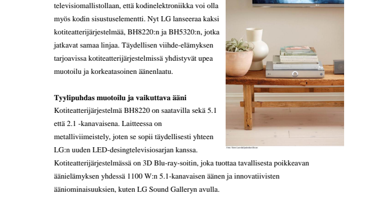 Linjakas muotoilu kohtaa huipputason äänenlaadun LG:n uusissa kotiteatterijärjestelmissä