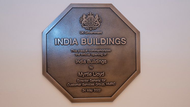 India Buildings plaque to commemorate the official opening