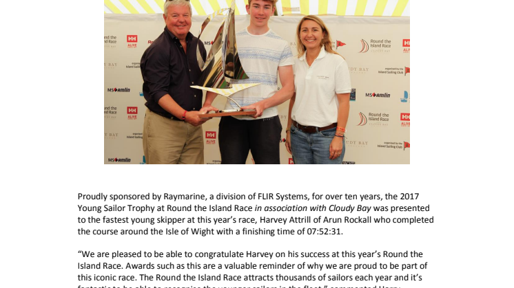 Raymarine: Round the Island Race Young Sailor Trophy Winner Announced