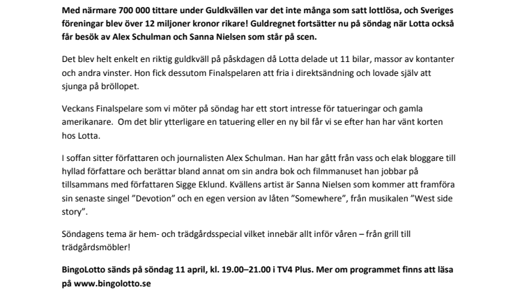 Alex Schulman gäst i BingoLotto på söndag