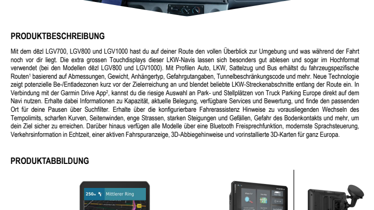 Datenblatt Garmin dezl LGV 700_800_1000