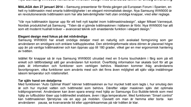 Samsung lanserar framtidens tvättmaskin 