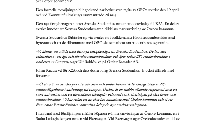 Försäljningen av 306 studentbostäder på Tybblegatan 88-112 är nu påskriven