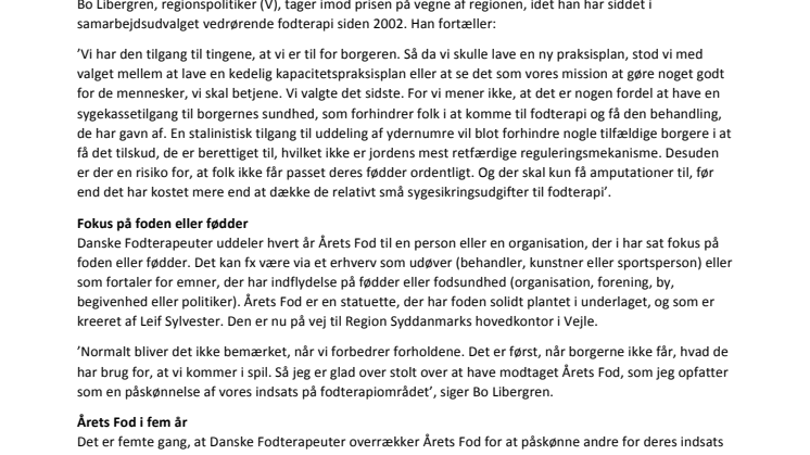 Årets Fod går til Region Syddanmark