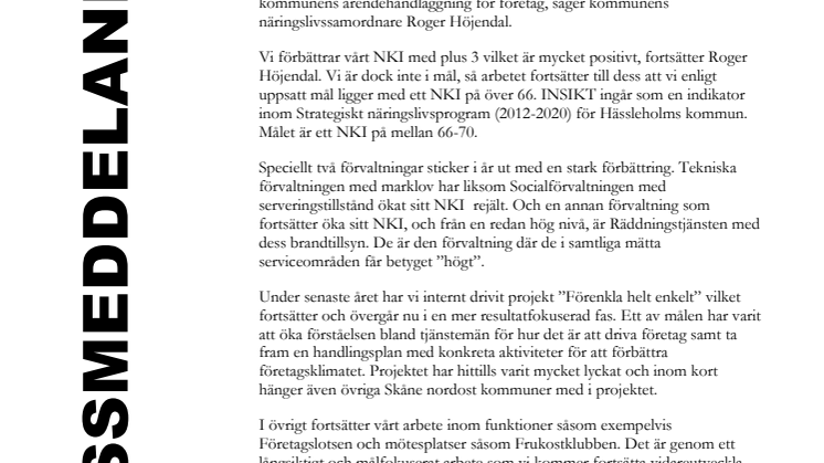 INSIKT mätning av företagens upplevelse av kommunalt myndighetsärende