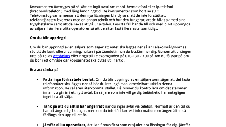 Nedläggningen av kopparnätet används för att lura äldre