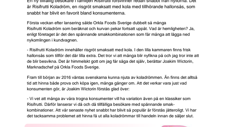 Risifrutti Koladröm skapar köpsug