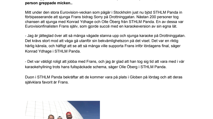 STHLM Panda i United Screens YouTube-nätverk, får en överraskande deltagare i en karaokehyllning till Frans