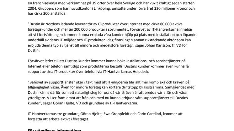 Dustin förvärvar IT-Hantverkarna